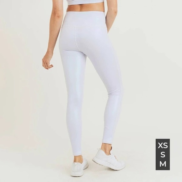 NWT Mono B Pearlescent Holo Foil High Waist Leggings sz Large - Picture 4 of 9